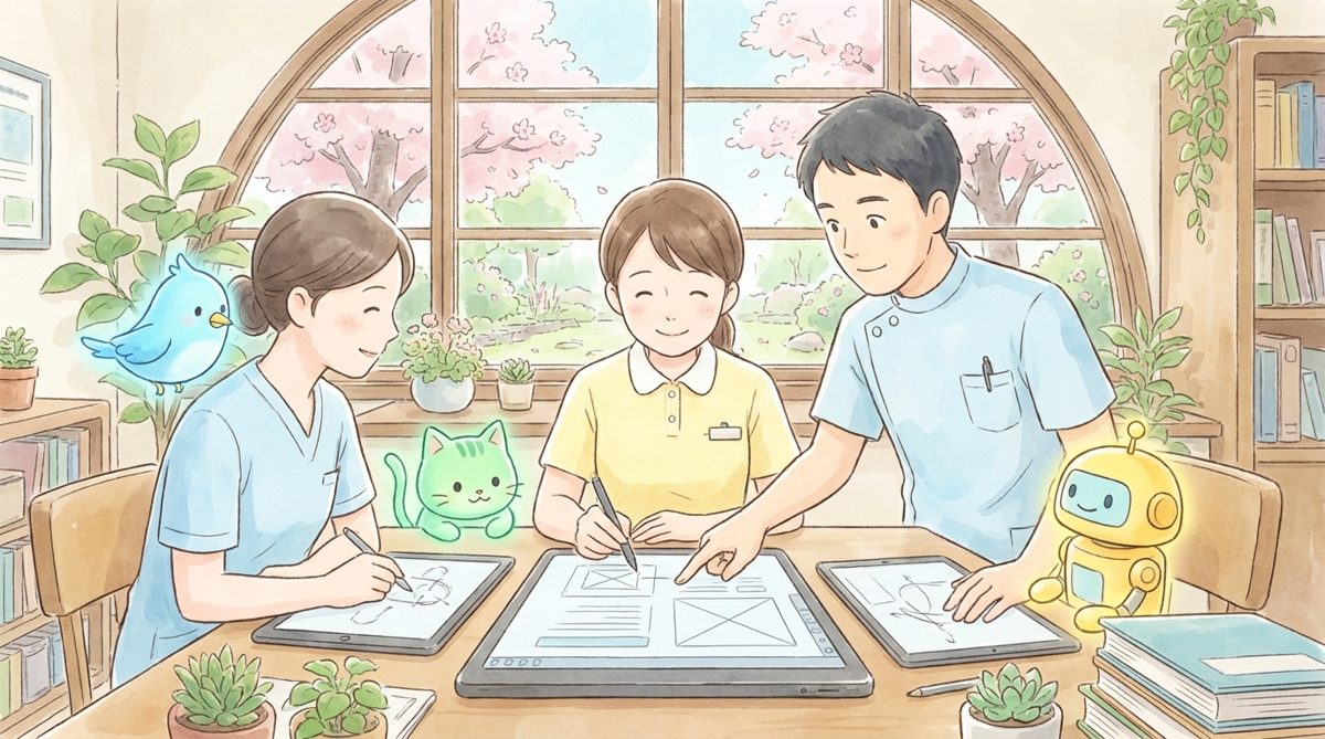 告知LPの文章と画像をAIで内製するクリニックのスタッフ