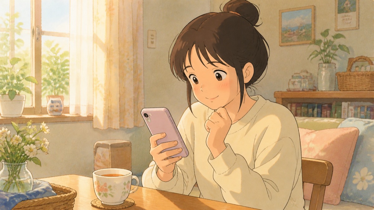 産婦人科の検診リマインドをスマートフォンで受け取る女性のイラスト